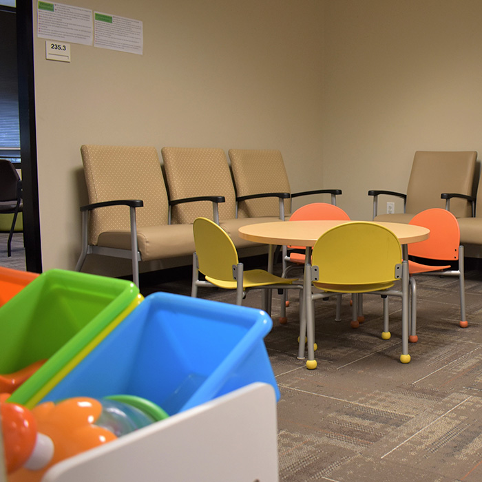 A waiting room at a Harris Center facility.