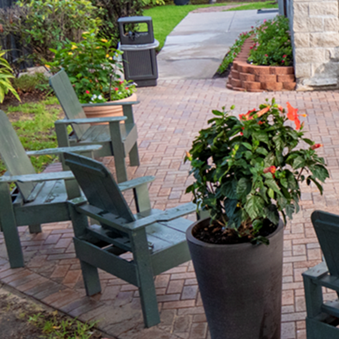 Relaxing seating in picturesque outdoor setting