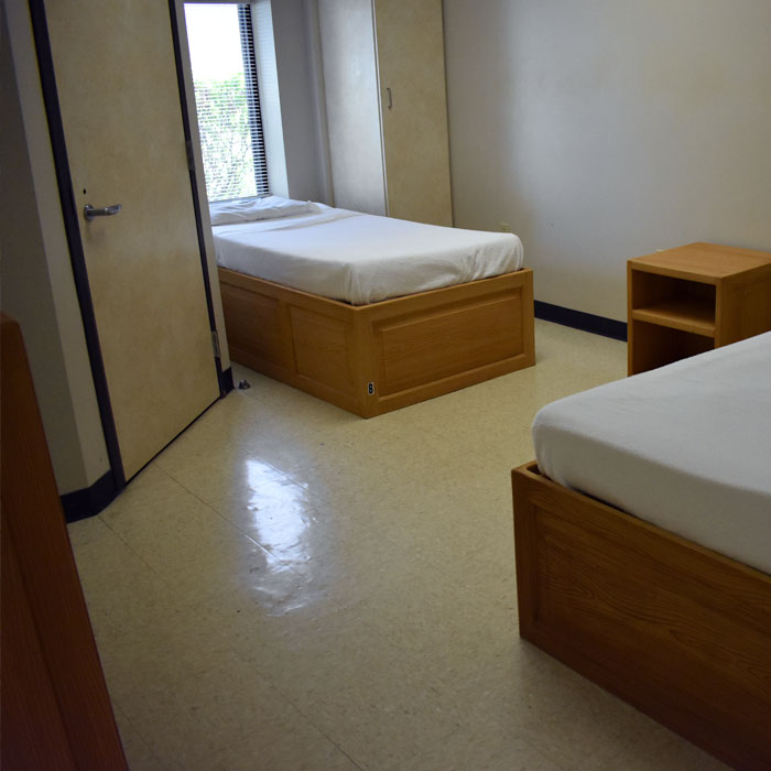 Interior of clean room in transitional housing facility, ready for residents to move in