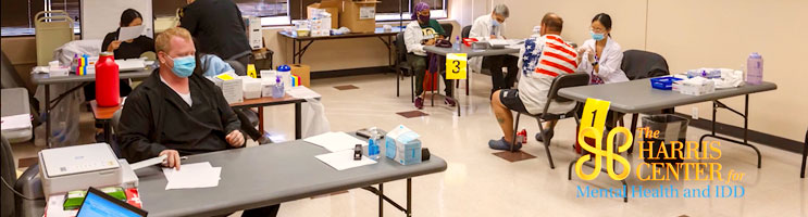 The Harris Center vaccine clinic at work