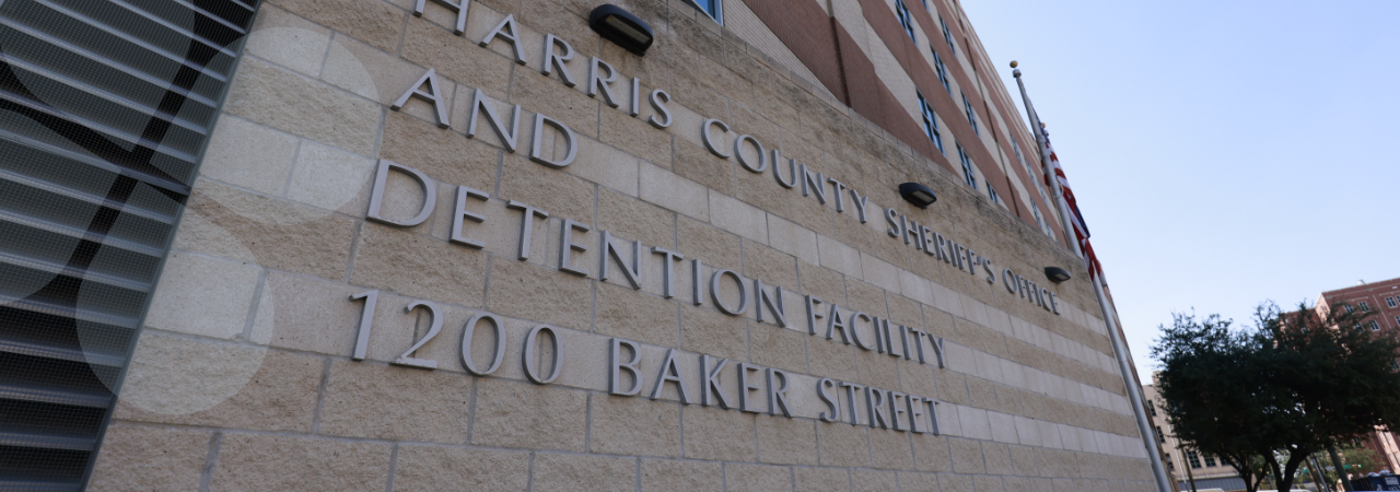 Closeup shot of the Harris County Sherrif's Office and Detention Center
