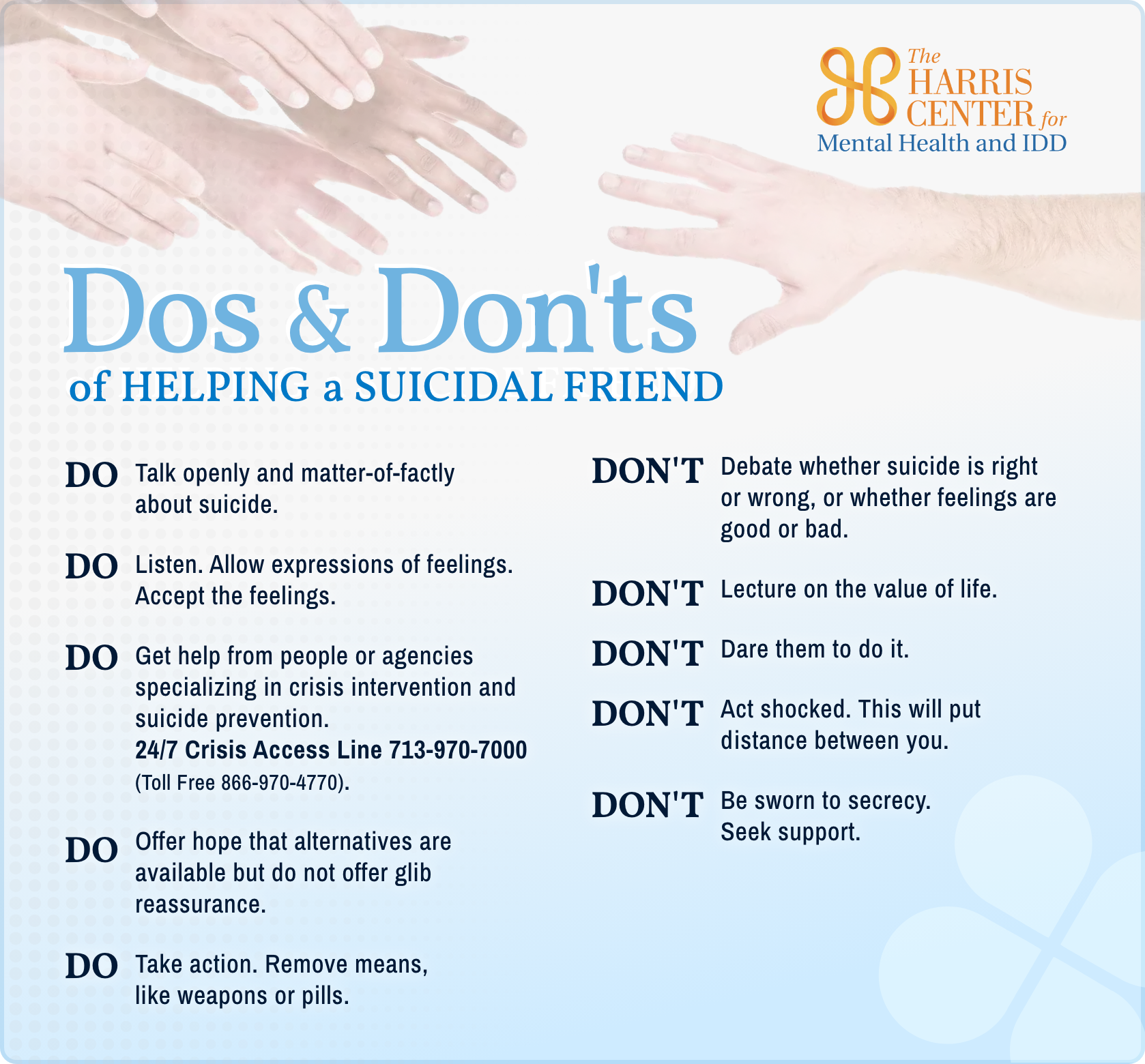 Dos and Don'ts of helping a suicidal friend