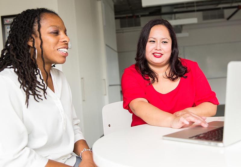 The Harris Center staff member and prospective employee discussing opportunities